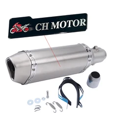 CH MOTOR 슬립온 38-51mm 범용 오토바이 배기구 파라 모토스 스테인리스 스틸 ATV 스트리트, 01 Type B with CH logo