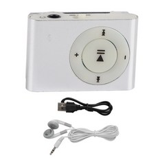 MP3 플레이어 휴대용 이어폰 케이블 미니 USB 백클립 음악 미디어, 하얀색