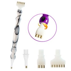 優選熱賣 鑽石畵塑料螺紋點鑽筆 新款螺紋筆頭5D點鑽頭DIY鑽石繡工具套裝, A黑白, 1個