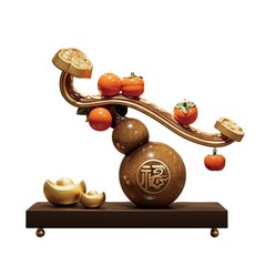 擺件 柿子 福字 財富 裝飾品, 棕色