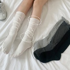 [수앤수]메이 2단 밴딩 주름 니삭스 롱 양말 (26SO007)