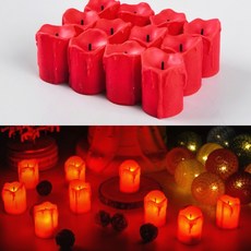 LED 레드 촛불 12개 전자 초 생일 케이크 안전 반복사용 파티, 1개, 상세페이지 참조