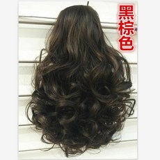 假髮馬尾捲髮短款抓夾式大波浪假馬尾抓夾式 副廠商品 爆品, 1個, 黑棕色,大抓夾卷馬尾 30釐米, 黑棕色