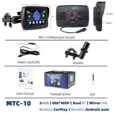오토바이 네비게이션 EKIY 무선 카플레이 안드로이드 자동 휴대용 디지털 대시보드 GPS 내비게이션 디스플레이 화면 5 인치, 2)CarPlay and Auto
