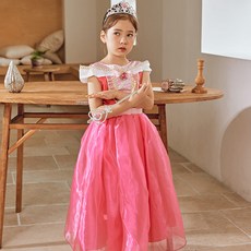 Nrkiz 極光奢華粉色公主裙套裝（連衣裙+皇冠+桿）