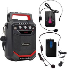 Powerway 大聲公巧樂型無線多功能行動音箱，雙耳掛領夾麥克風組，藍芽KTV教學擴音機