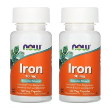 NOW Foods 鐵素食膠囊 18mg, 120顆, 2罐