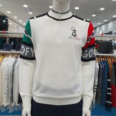 디즈니골프 남성용 SS봄 반집업라운드넥 니트티셔츠DO1MKT001WH_GN