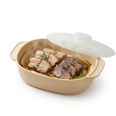 퓨어미즈키 전자레인지 오븐 실리콘 멀티 사각 대용량 찜기 1300ML, 버터옐로우, 1개 버터옐로우, 1개