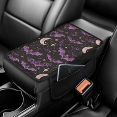 [ 797826 ] 스투아르트 배트 문 프린트 자동차 팔걸이 커버 쿠션 편안하고 통기성이 좋은 자동 프로텍터 미끄럼 방지 쿠션 패드 내부 액세서리 프로텍터, 검은색과 보라색 - 박쥐 문, 1개