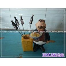 *︵House傢飾︵* 翹鬍子侍者水果叉座 水果插 限量新款, 1個