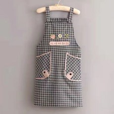 耐磨長袖棉布圍裙 廚房居家工作服罩衣, 1個, 背帶圍裙 黑色一條