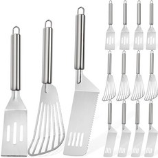 코보에 12피스 작은 스테인리스 스틸 주걱 주방 주걱 요리 내열 서빙 터너 브라우니 생선 미니 바비큐 그릴 팬케이크 주철 피자 케이크 뒤집기용 세트 프라이팬