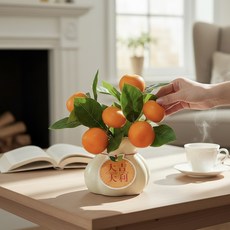 鴻運當頭 橘子盆栽 招財擺飾, 大橘大利好福氣仿真花禮, 1個