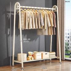 심플 스탠드 행거 옷걸이 선반형 이동식 옷수납 정리 행거 침실 드레스룸 정리대, 우유화이트 120x170x 단층 수납