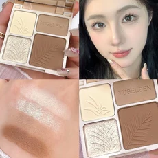 4가지 컬러 하이라이트 팔레트 페이스 매트 섀도우 지속되는 글로우 컨투어 쉬머 파우더 3D 노즈 화장품, 01 2