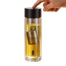 웜쿨러 이중 내열 유리 자석 캡슐 티 텀블러, 1개, 500ml, 블랙