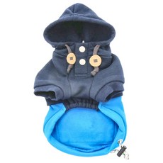 PET PARADISE 寵物衣服 連帽雙色口袋T, 藍色, 脖圍22~26胸圍35~41, 1件