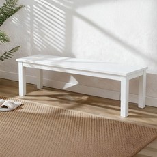 [리비니아] 케빈 2인 러버우드 원목 벤치 식탁의자, 화이트
