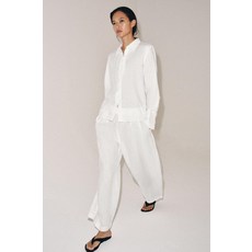 ZARA 자라 100% 린넨 플리츠 주름 팬츠 ZW 컬렉션 - 화이트 4786/093/250 140805