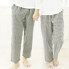 이너스유 9부 파자마 바지 국산 커플 체크 남자 여자 잠옷 면 홈웨어