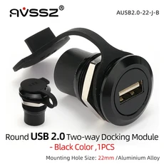 AVSSZ USB3.0 솔더리스 데이터 커넥터 22mm 개방 구멍 양방향 도킹 소켓 장착 패널 원형 모듈