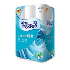 잘풀리는집 더 도톰한 천연펄프 3겹 데코 롤화장지 30m, 30롤, 1팩