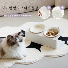 Runcats런캐츠 높이조절 강아지 고양이 세라믹 밥그릇 애견 식탁 식기, 1개, 화이트