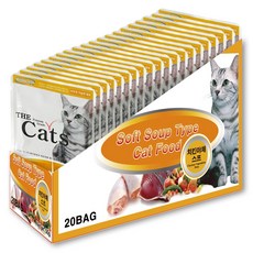 더캣츠 고양이 스프 파우치 간식, 혼합맛(치킨/야채), 50g, 20개