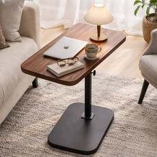 라온프리 쇼파 높이조절 사이드 테이블, 월넛