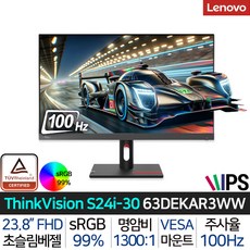 [3년 워런티] 레노버 싱크비전 S24i-30 63DEKAR3WW 초슬림 베젤 100Hz IPS FHD 99% sRGB VESA 마운트 사무용 가정용 가성비 모니터, ThinkVision S24i-30, 60.452cm