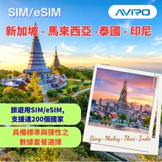 洲際電通 eSIM 新加坡 - 印尼 - 馬來西亞 - 泰國 5-30天 總量型二類電信, 20GB,7