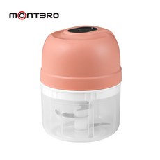 montero 무선 충전식 미니 전동 마늘 야채 만능다지기 고기분쇄기 아기 이유식 믹서 슬라이서, 핑크