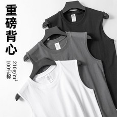 全棉夏季基礎款坎肩大碼健身寬鬆運動風無袖T恤男黑色