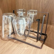 6구 컵 걸이 건조 거치 대 꽂이 머그 사무실 수납, 블랙브라운, 1개