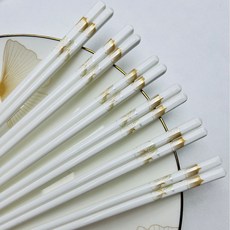 DIU 筷子不發黴耐高溫易清洗奢華馬卡龍色筷子家用筷子, 1個, 24cm, 銀杏葉10雙裝