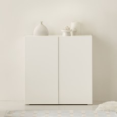 [국내제작] 포스트모던 데미안 E0 2단 거실 높은 수납장 800, 밀크화이트