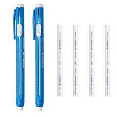 Staedtler Mars 플라스틱 스틱 지우개 고무 528 50개 세트 리필 포함 - 지우개 홀더 2개 리필 4개 - 6개 팩