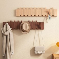 鋼琴鍵實木壁掛式掛鉤，免打孔，創意掛鈎，臥室玄關衣帽鉤, 1個, 胡桃色4鍵【進口櫸木】