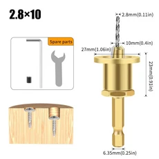 1/5Pcs CNC 조정 가능한 육각 핸들 커터 목공 도구 카운터 싱크 드릴 라우터 비트 목재 설치 제한 구멍, 01 2.8x10