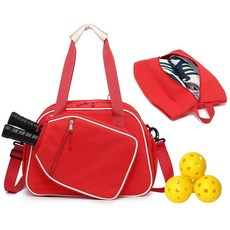 RAINBOW SMILE 신발 수납 공간이 있는 크로스바디 피클볼 백 여성 및 남성용 방수 피클 볼 토트 숄더_160140, Red_160140