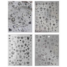 포트렘 네일 스티커 실버 크롬메탈 4종 세트, 1개, silver