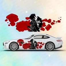 사무라이 실루엣 대형 자동차 스티커 차체 측면 데칼 방수 비닐