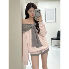 韓系學院風衛衣短褲套裝 - 小個子顯瘦減齡