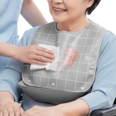 깔끔더하기 성인 어르신 방수 환자 턱받이, 1개, 그레이S