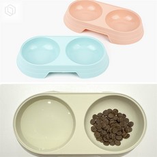 [오늘의택] 2구 애완동물 식기 세트 애완용식기 고양이식기, 아이보리