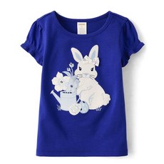 Gymboree 여아 및 유아 올 홀리데이 반소매 자수 탑 블루 버니 퍼프 12-18개월 133353