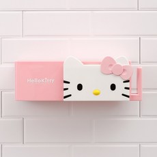 헬로키티 욕실 수납대 치약 치솔 거치대 레드, 핑크