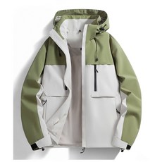 春秋薄款拼色百搭外套 防風登山衝鋒衣 防水工裝外套 男女大尺碼情侶衝鋒衣