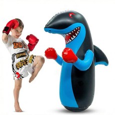 아동용 공기 주입식 펀칭백 - 밥 백 공기 주입식 펀칭 장난감 - 즉각적인 바운스 백 무브먼트가 있는 공기 주입식 공룡 - 바닥 공간은 모래와 물을 모두 사용할 수 있습니다(높, 블랙 및 스카이 블루